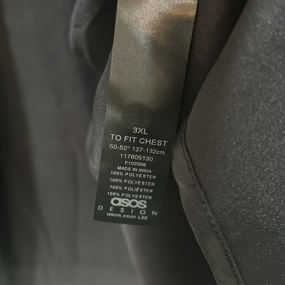 ASOS DESING BUTTON UP DRESS SHIRT BLACK LONG SLEEVE MEN Sz 3XL - Picture 9 of 10